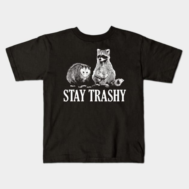 Stay Trashy Possum Raccoon Kids T-Shirt by giovanniiiii